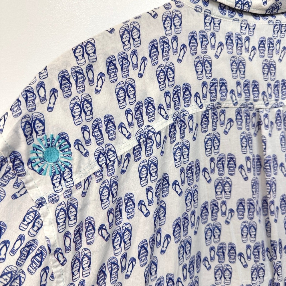 El Tuggle Flip Flop Wedding Shirt XL Beach White Amalfi Coast Resortwear Camp - Picture 10 of 10